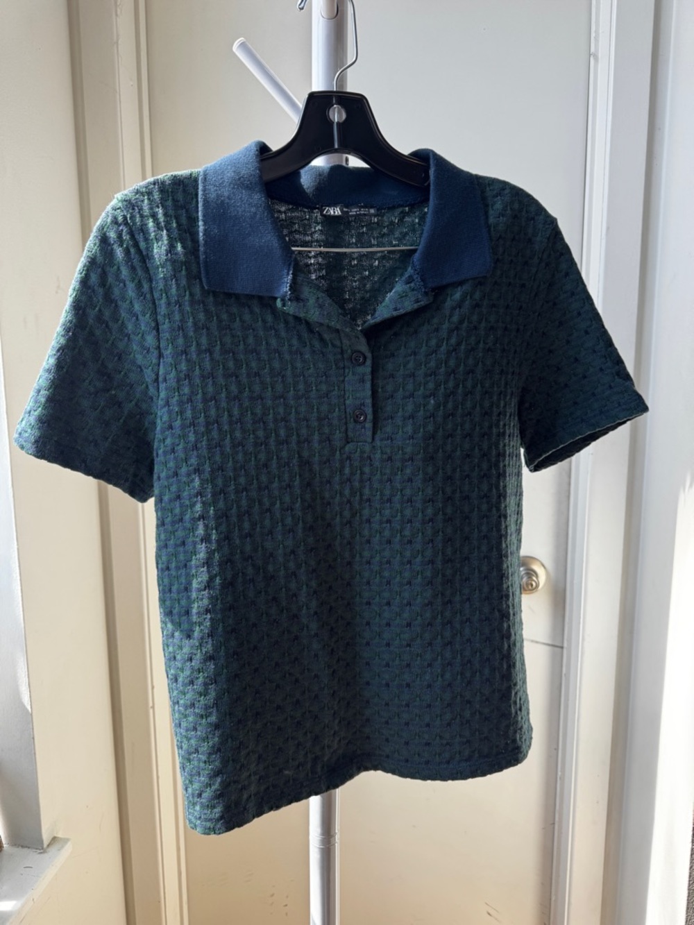 Zara Jacquard Textured Short-Sleeve Polo